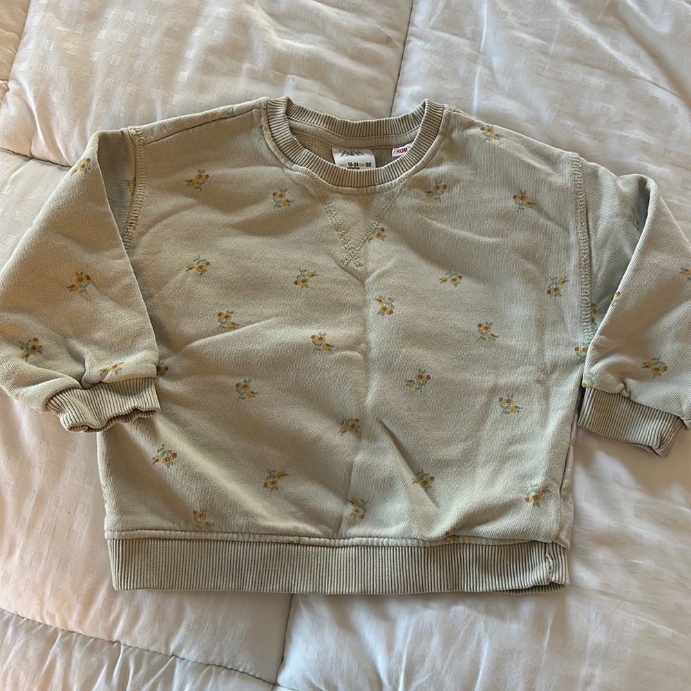 Zara kids sage floral sweatshirt - 18-24 months